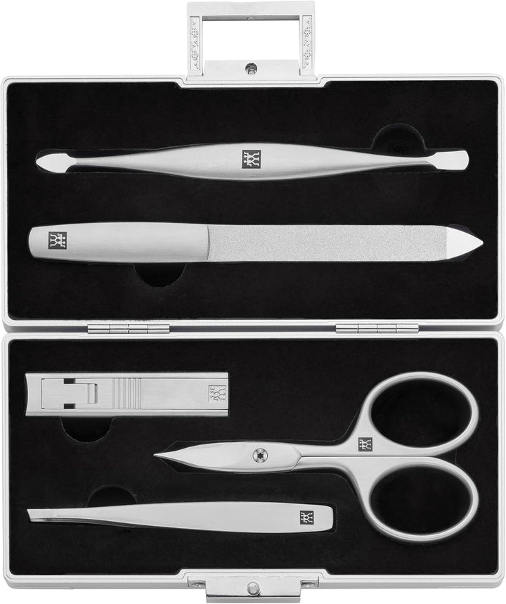 ZWILLING Maniküre Set 5-teilig im Aluminium Case für Nagelpflege und Pediküre, Premium, Schwarzes Sa
