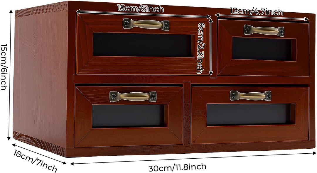 Schreibtisch Organizer Holz Aufbewahrungsschrank Mit 4 Schubladen FüR Zuhause Vintage Holzschubladen