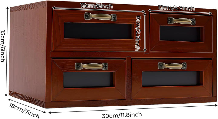 Schreibtisch Organizer Holz Aufbewahrungsschrank Mit 4 Schubladen FüR Zuhause Vintage Holzschubladen