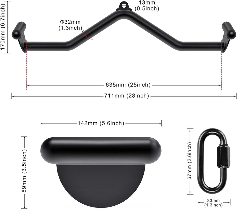 SELEWARE 71,1 cm Multi-Grip Latzugstange – langlebiger legierter Stahl, ergonomischer Griff, vielsei