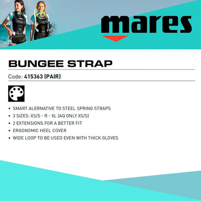 Mares Bungee Straps Flossenriemen XS-S Schwarz, XS-S Schwarz