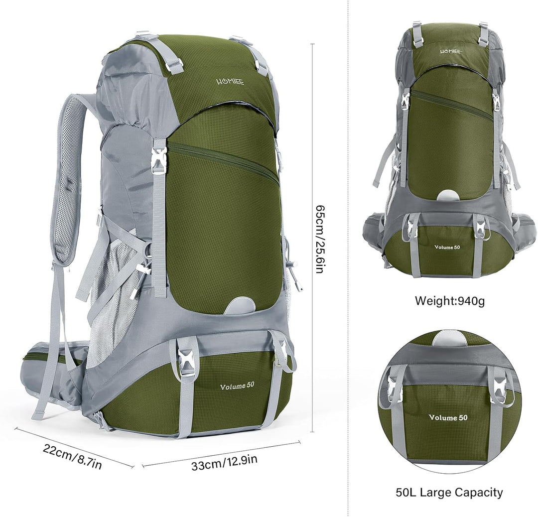 HOMIEE Wanderrucksack 50L, Herren Damen Wasserdichter Trekkingrucksack Reiserucksack Outdoor Wandern