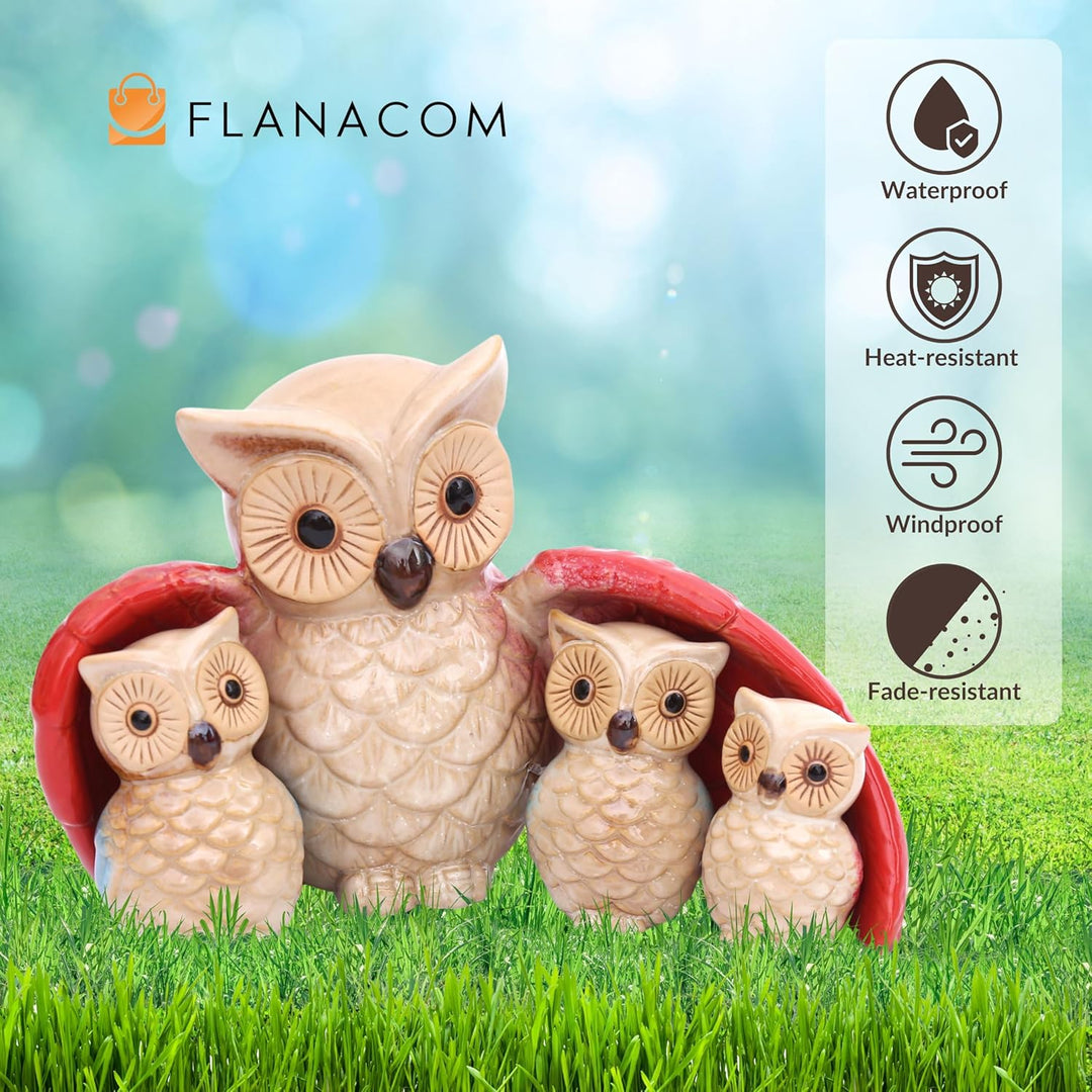Flanacom Dekofiguren Set aus Keramik - Tierfiguren für Innen und Aussen - Deko-Artikel für Wohnung &