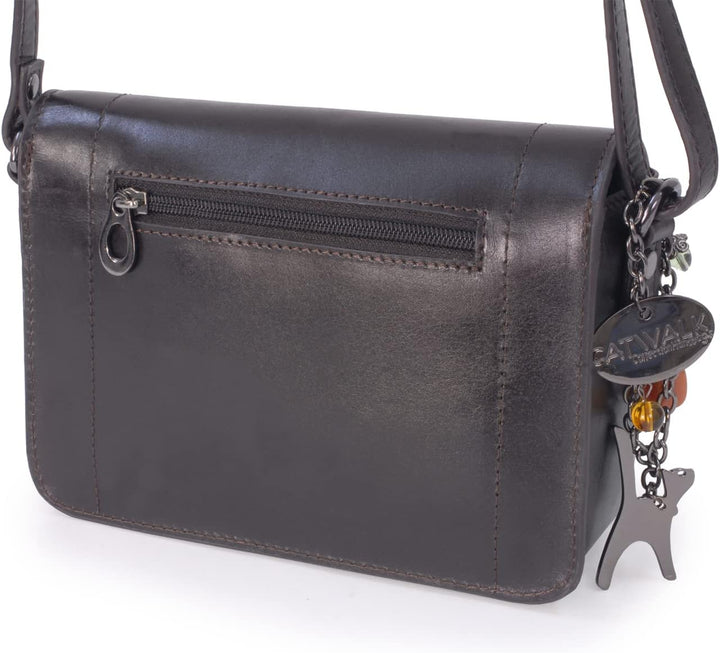 Catwalk Collection Handbags - Damen Leder Umhängetasche - Crossbody Bag/Handtasche Klein - Verstellb