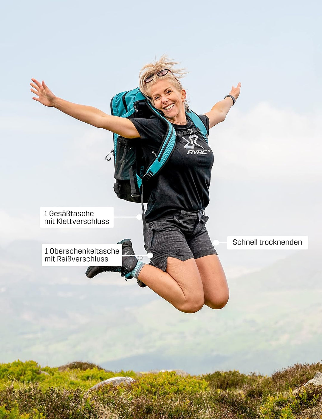 RevolutionRace Damen Hike &amp; Dive Shorts, Hybrid Wandershorts und Badeshorts für alle Outdoor-Aktivit