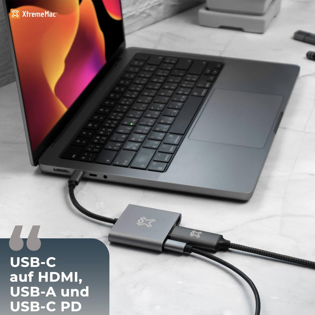 XtremeMac USB-C Hub für MacBook: Durchgangsladen bis 100W &amp; schnelle Datenübertragung, USB 3.0 &amp; 4K