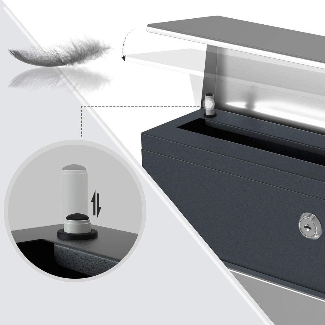 SONGMICS Briefkasten, abschliessbarer Wandbriefkasten, mit Zeitungsfach, einfache Montage, modern, a