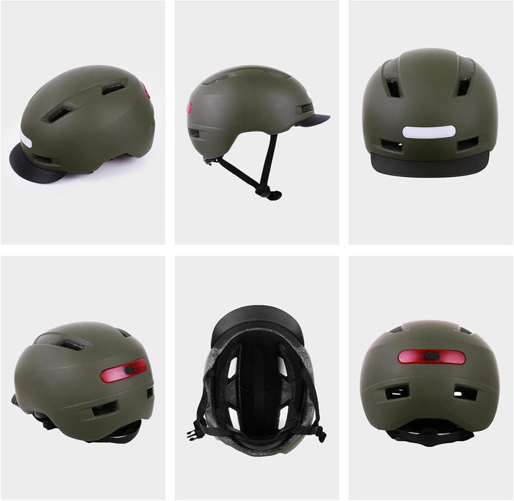 Shinmax Fahrradhelm Herren Damen, Helm Fahrrad mit USB Licht 5 Modi Fahrradhelm mit Visier, Mountain