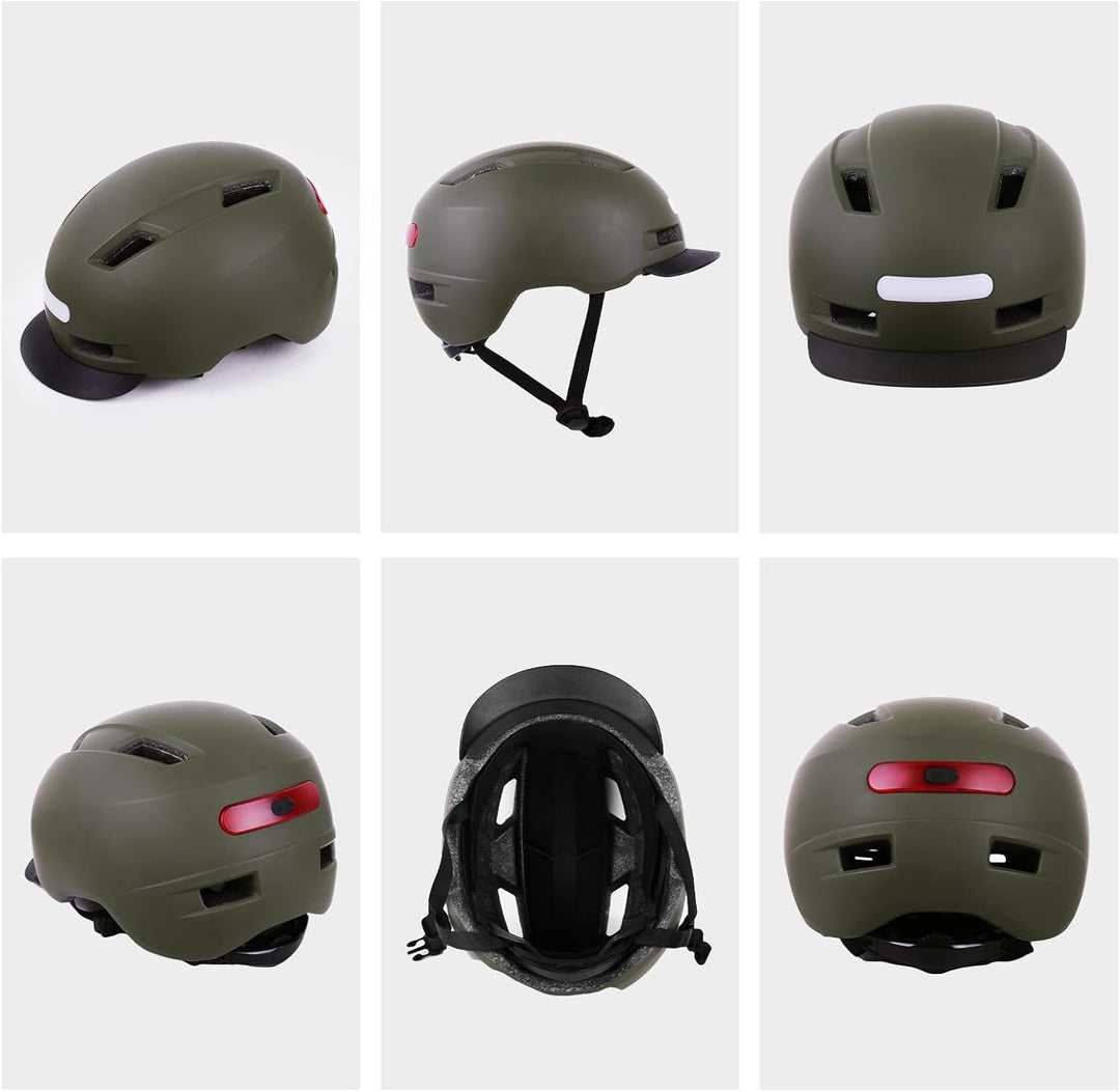 Shinmax Fahrradhelm Herren Damen, Helm Fahrrad mit USB Licht 5 Modi Fahrradhelm mit Visier, Mountain