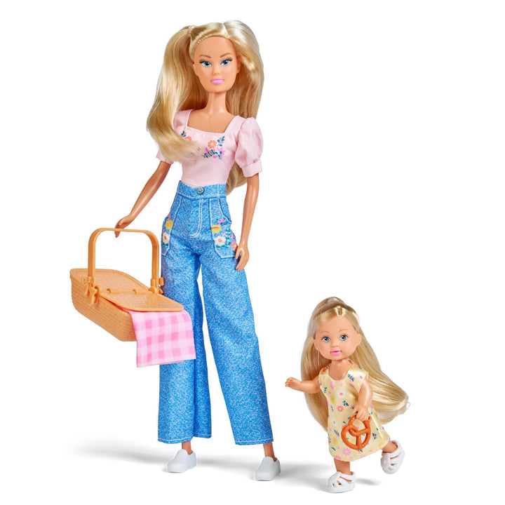 Simba Steffi Love Picnic – Steffi (29cm) & Evi (12cm) beim Picknick, inkl. Picknickkorb, Decke & Zub