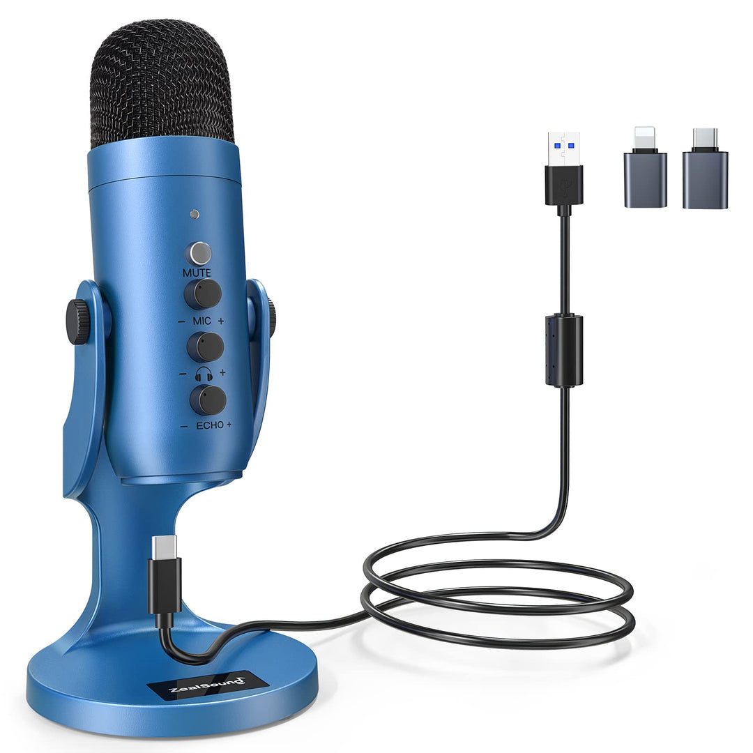 zealsound USB Mikrofon, Mikrofon Handy PC, Kondensatormikrofon mit Adapter für Smartphone, Laptop, P