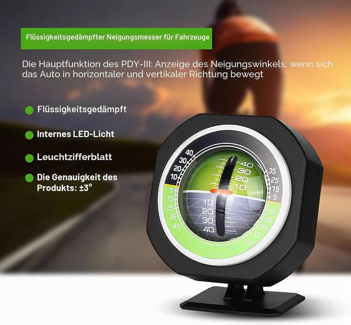 Auto Kompass Neigungsmesser, Aussenleuchtender LED Neigungsmesser Digitaler Neigungsmesser Winkelmes