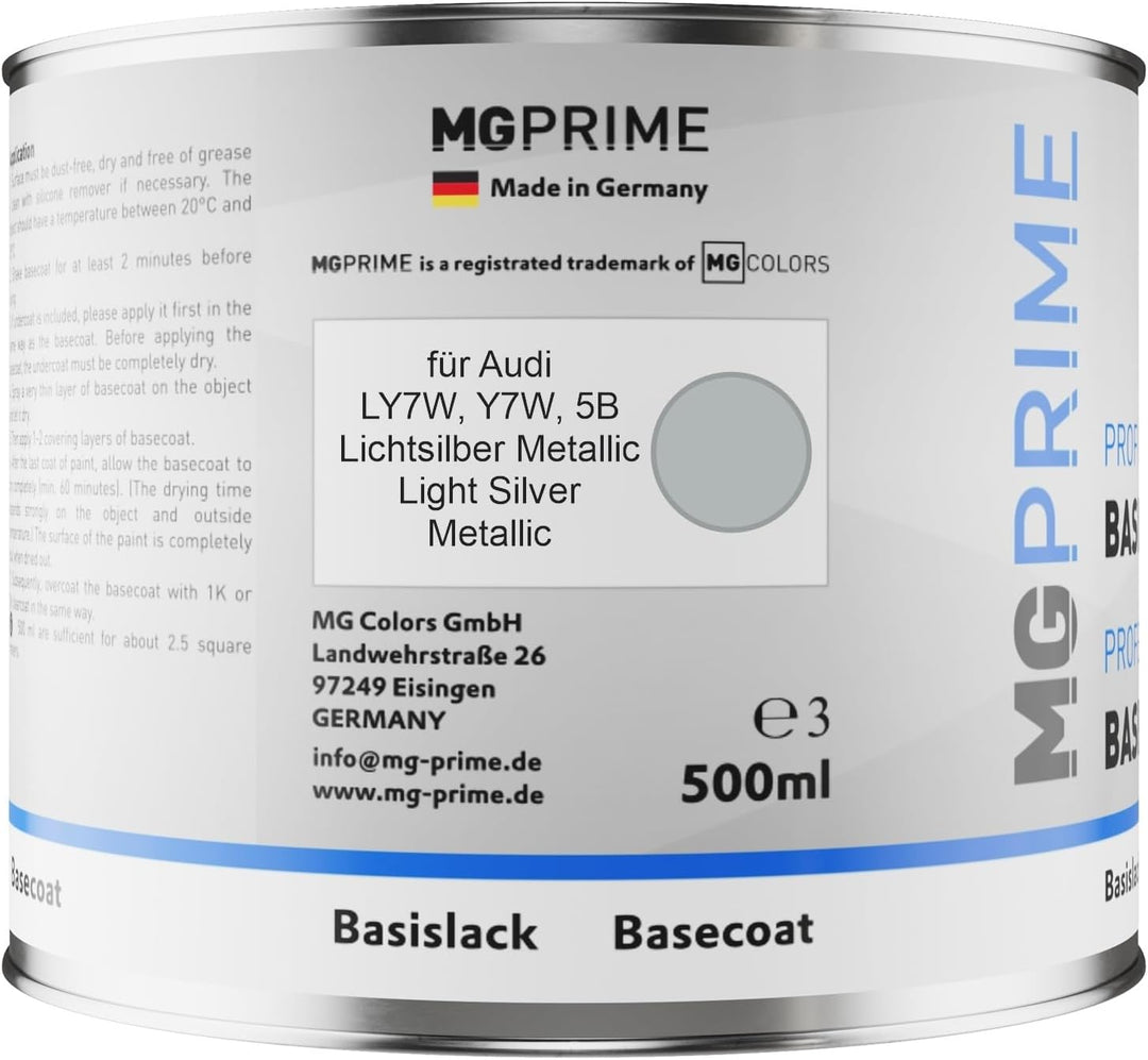 MG PRIME Autolack Set Dose spritzfertig für Audi LY7W / Y7W / 5B Lichtsilber Metallic/Light Silver M