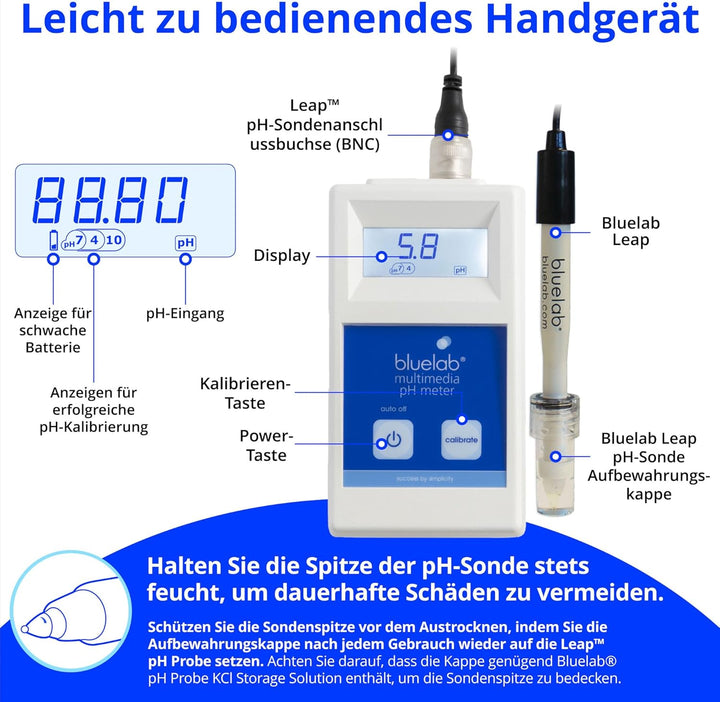 Multimedia pH Messgerät mit BNC Elektrode Bluelab (Multimedia pH Meter)