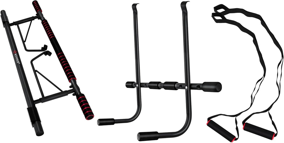 KESSER® 4in1 Premium Klimmzugstange inkl. DIP-Station & Power Ropes, klappbare Türreck, sichere Türr