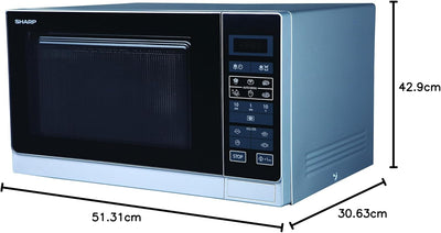 Sharp R342INW Solo-Mikrowelle / 25 L / 900 W / LED-Display / 8 Automatikprogramme / Timer / Gewichtg