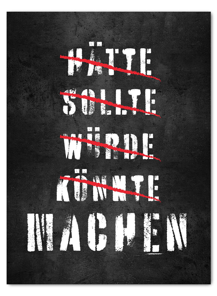 wandmotiv24 Leinwandbild Motivation, 40x30cm, Hochformat, Arbeite schlauer, Smiley, Deko, Bilder auf