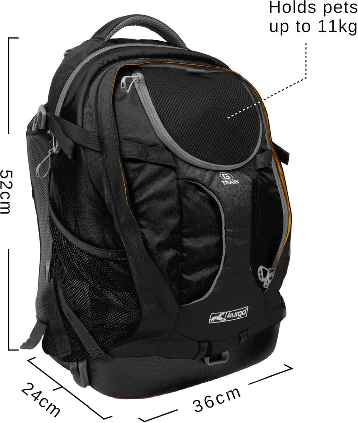Kurgo G-Train Hunderucksack, Mit integriertem Haustierfach, Wasserfester Boden, Für Haustiere bis zu