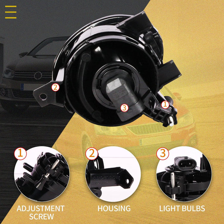 WISGOL Nebelscheinwerfer passt für VW Golf VI 5K1/AJ5 08-13 Jetta 09-14 Golf VI Cabriolet 11-16 Up!