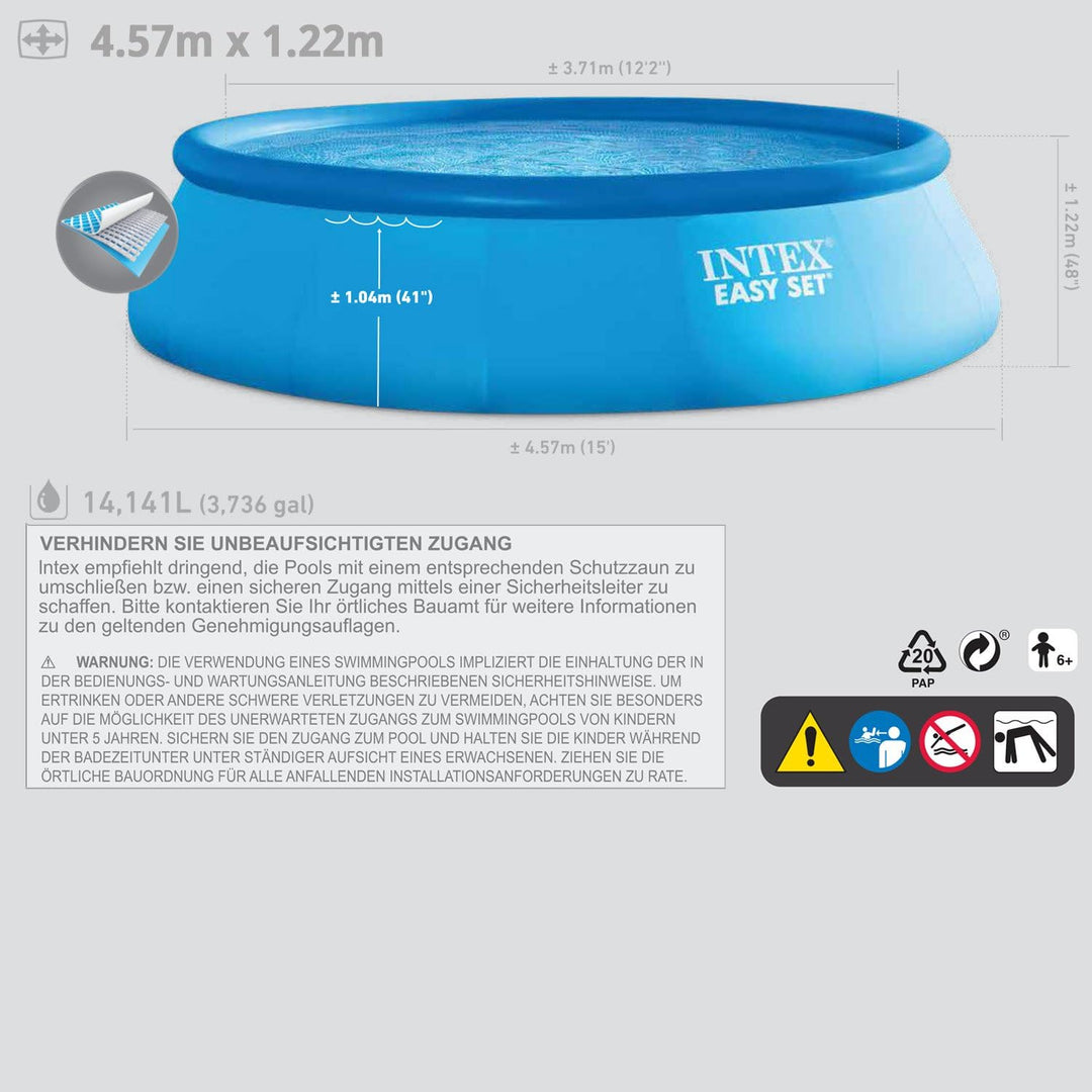 Intex 457x122 cm Easy Pool 289013 incl. Filteranlage, Sicherheitsleiter