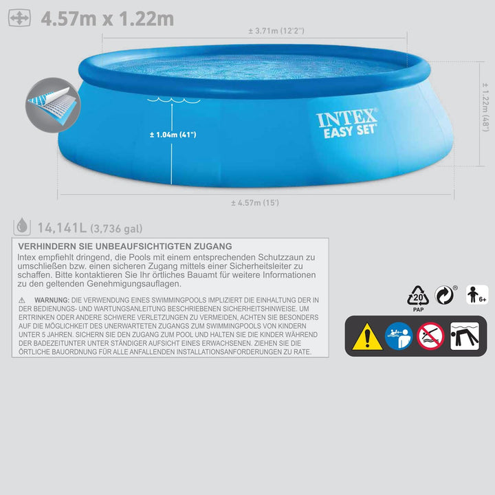 Intex 457x122 cm Easy Pool 289013 incl. Filteranlage, Sicherheitsleiter