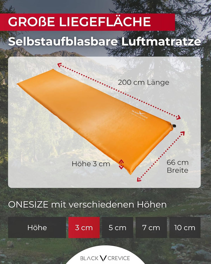 Black Crevice Selbstaufblasbare Luftmatratze 3 cm Orange, 3 cm Orange