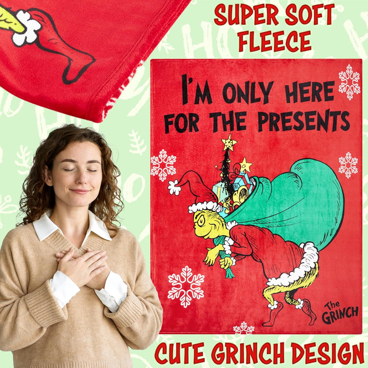 The Grinch Fleecedecke Kuscheldecke Flauschig - Offizielles Merchandise, Superweiches Fleece für So