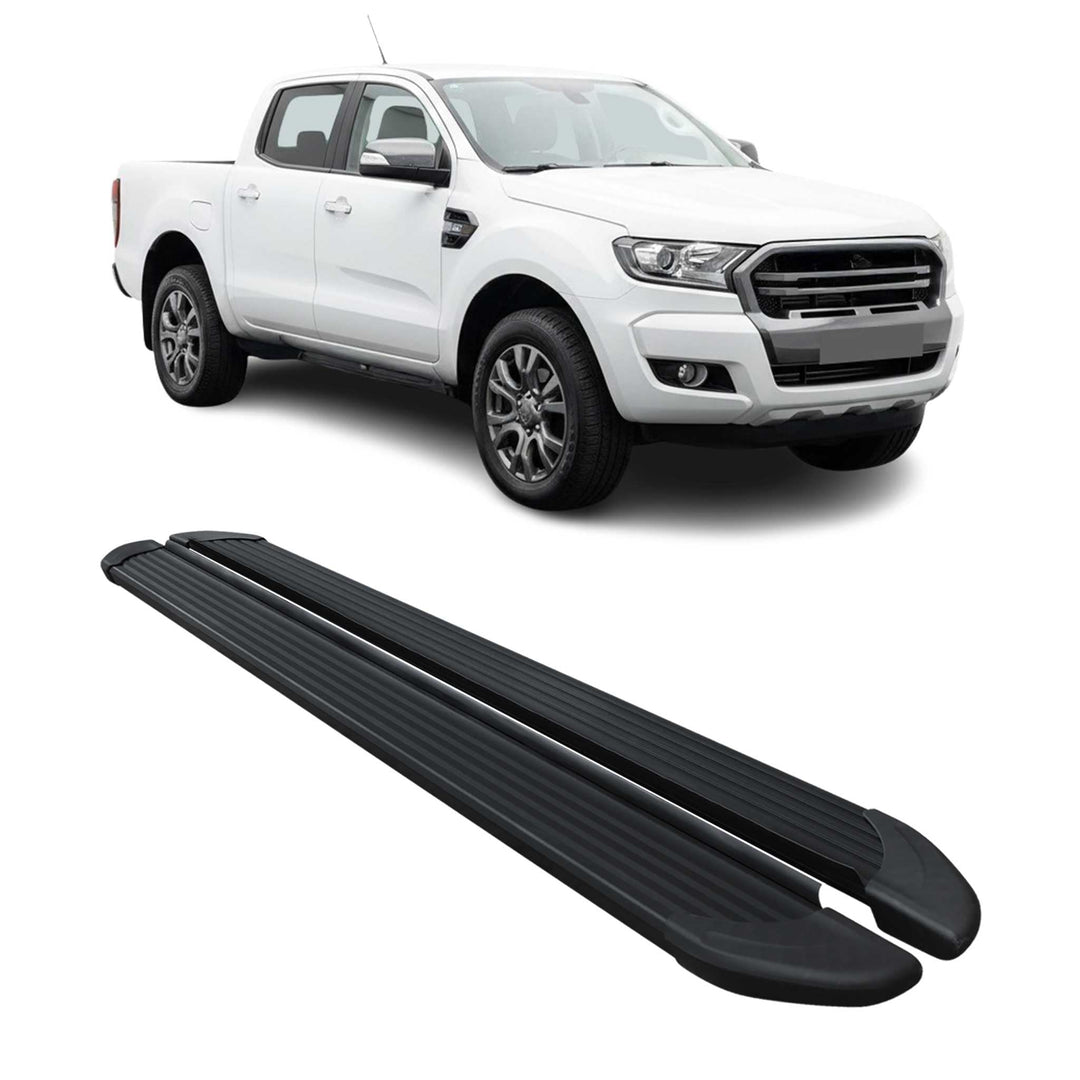 Trittbretter Seitenschweller kompatibel mit Ford Ranger 2016-2023 Aluminium Schwarz 2tlg