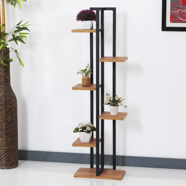 [en.casa] Blumenständer Tohmajärvi 6 Ebenen Blumenregal 120 x 34 x 21 cm Pflanzenständer Indoor Pfla