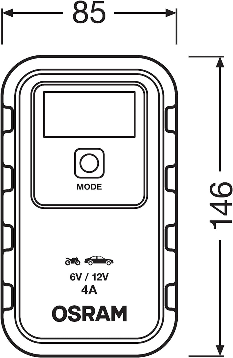 OSRAM BATTERYcharge 904, KFZ-Batteriewartungsgerät 12V, mobiles KFZ Batterieladegerät für PKW & Moto