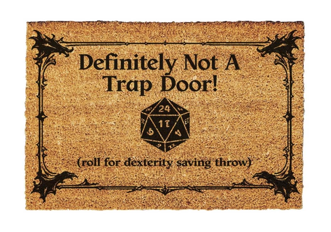 Giftstory Kokosmatte Fussmatte Kokos „Definitely Not a Trap Door“ für Innen und Aussen 80x50 Fussmat