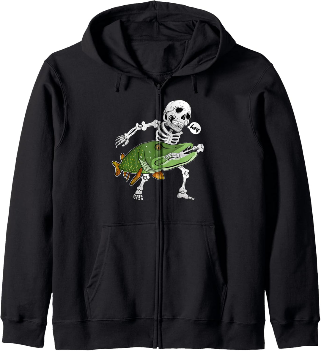 Lustiges Angler Geschenk fürs Raubfisch Angeln Skelett Hecht Kapuzenjacke