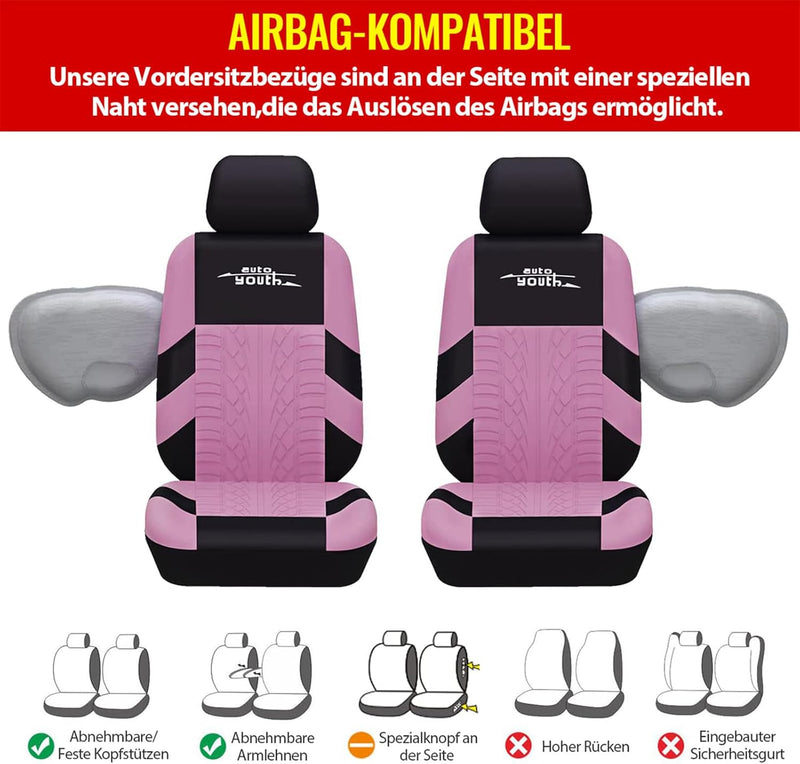 AUTOYOUTH Autositzbezüge Universal Fit Komplettset Autositzschoner Reifenschienen Autositzzubehör 4