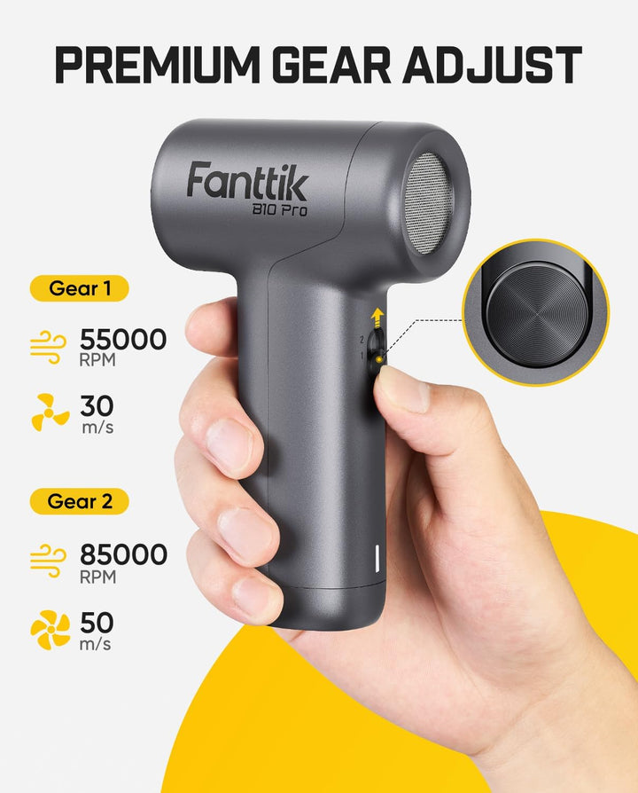 Fanttik B10 Pro Elektrische Staubgebläse, 110.000 U/min bürstenloser Motor, 3-Gang einstellbare Mini