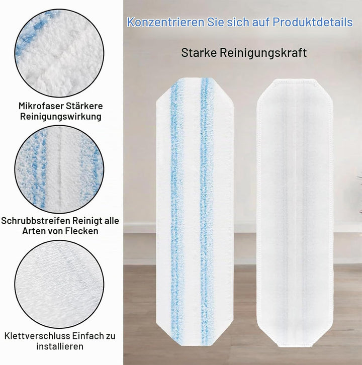 6 Stück für Vileda H2PrO Bodenwischer Ersatzbezug, Maschinenwaschbar, Kompatibel mit Vileda H2Pro &amp;