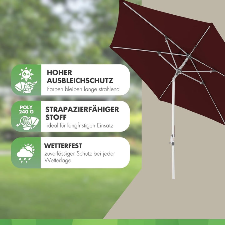 Doppler Sonnenschirm AluPro Neo Kurbel 305cm I 6-eckiger Sonnenschirm für Balkon & Terrasse I Schirm