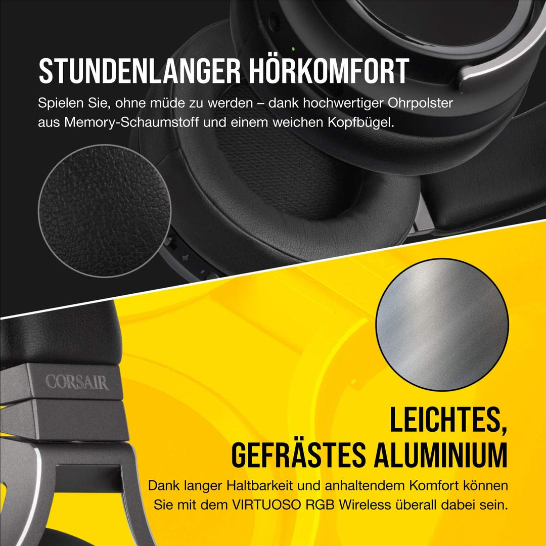 Corsair Virtuoso RGB Wireless High-Fidelity Gaming Headset (Slipstream Technologie, 7.1 Surround Sou