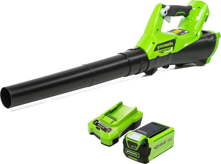 Greenworks G40ABK2 Axial Laubbläser mit Tempomat, 177 km/h, 11,05 m³/min, 40V 2Ah Batterie & Ladeger