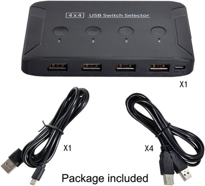 Chenyang USB 2.0 KVM Sharing Switch Selector 4 Computer teilen 4 USB Geräte für Tastatur Maus Scanne