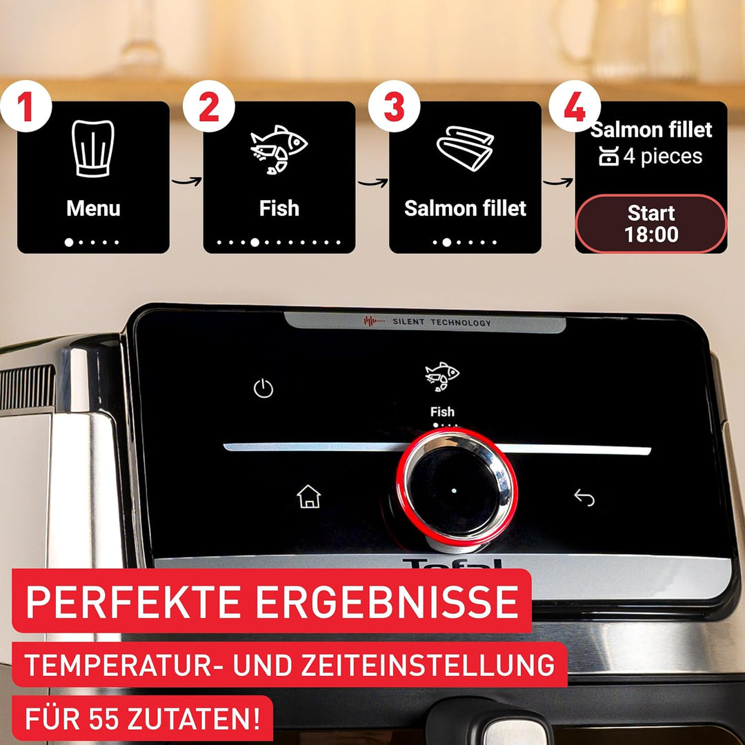 Tefal Easy Fry Silence Heissluftfritteuse, 7 L Fassungsvermögen, Silent-Technologie, Smart Assist Sy