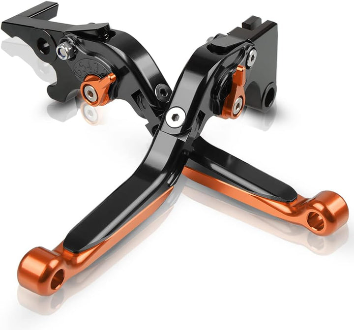 Motorrad Einstellbar Bremskupplungshebel CNC Aluminium für Duke 790 2018 2019-BKBKOROR LS-Schwarz/Or
