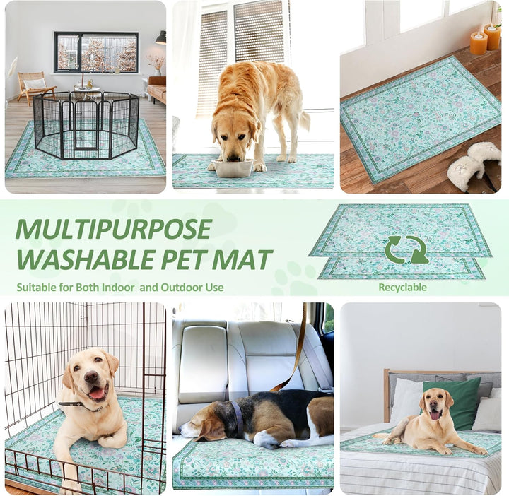 Baodan Welpen Unterlagen Waschbar, 2 Pack PIPI Matten für Hunde mit Blumenmuster inkontinenzunterlag