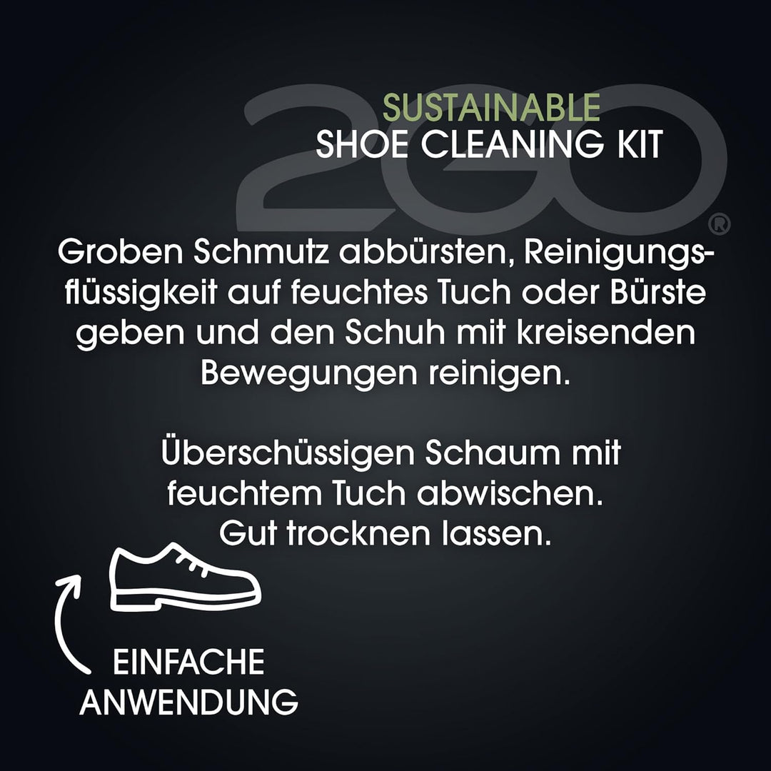 2GO Schuh-Reinigungsset - Sustainable Shoe Cleaning Kit, Umweltfreundlich, Mikrofasertuch, Bürste, a