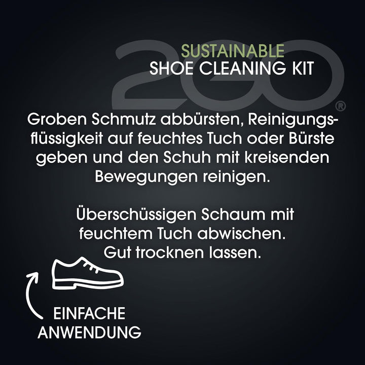 2GO Schuh-Reinigungsset - Sustainable Shoe Cleaning Kit, Umweltfreundlich, Mikrofasertuch, Bürste, a