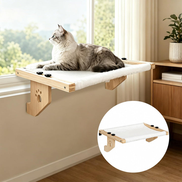 Heizungsliege Hängende Katzenhängematte, Holz Hängematte Katze Heizung mit Weicher Auflage, 2-in-1 S