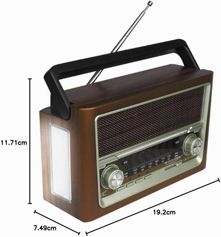 LTC Elma 118UBT Tragbares Radio mit Teleskopantenne und Bluetooth-Konnektivität, Retro-Radio, FM/AM/