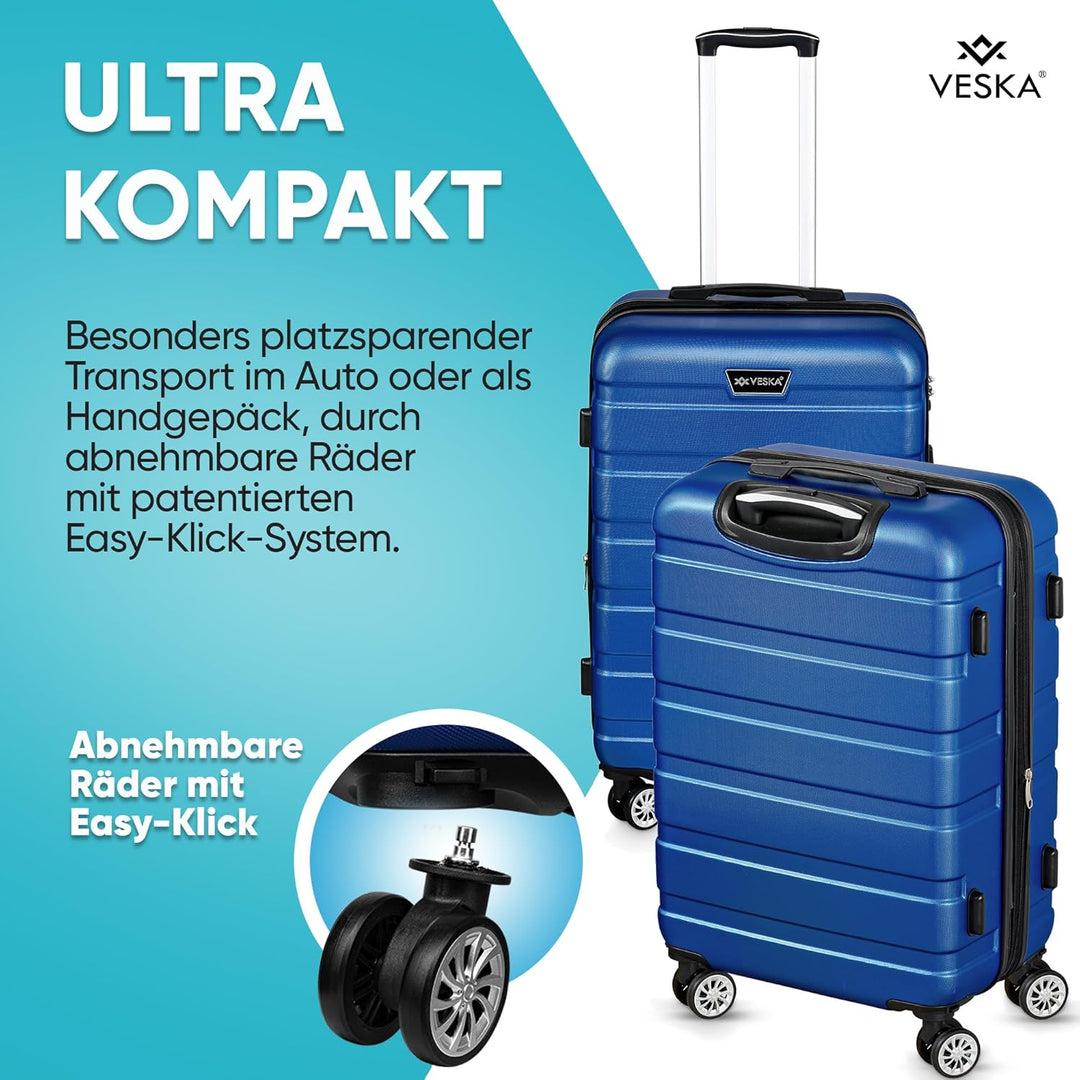 VESKA 3tlg. Hartschalenkofferset Hard Shell Reisekoffer Kofferset Trolley Koffer Hartschalenkoffer R