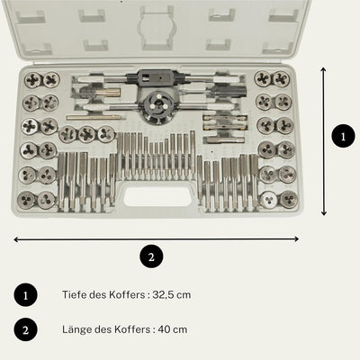 Gewindeschneider Set | 60 teilig | metrisch | Zoll | Komplettset | UNC-Grobgewinde | UNF-Feingewinde