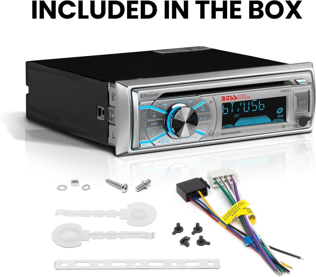 BOSS Audio MR508UABS Single Din, Bluetooth, CD/MP3/WMA/USB/SD AM/FM, wetterfest, Marine Stereo, kabe