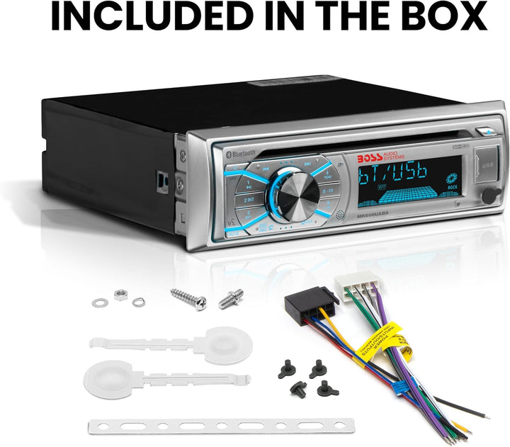 BOSS Audio MR508UABS Single Din, Bluetooth, CD/MP3/WMA/USB/SD AM/FM, wetterfest, Marine Stereo, kabe